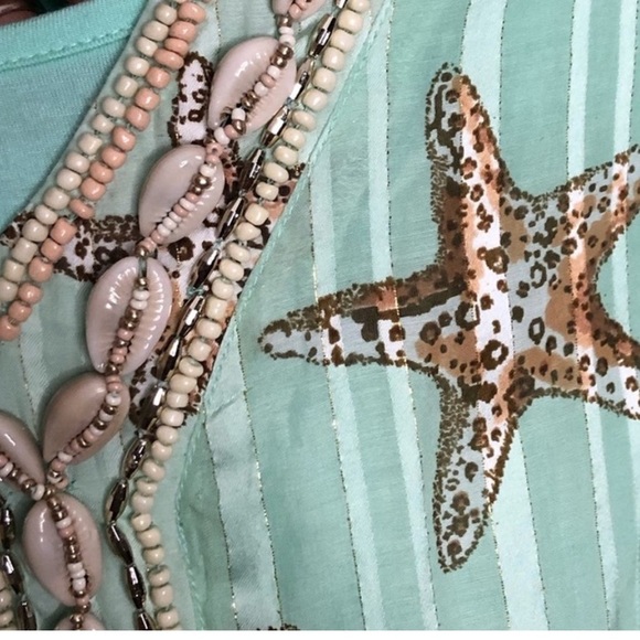 Soft Surroundings Stella Marina Beaded Shell and Starfish Blouse with camisole. - Picture 5 of 8